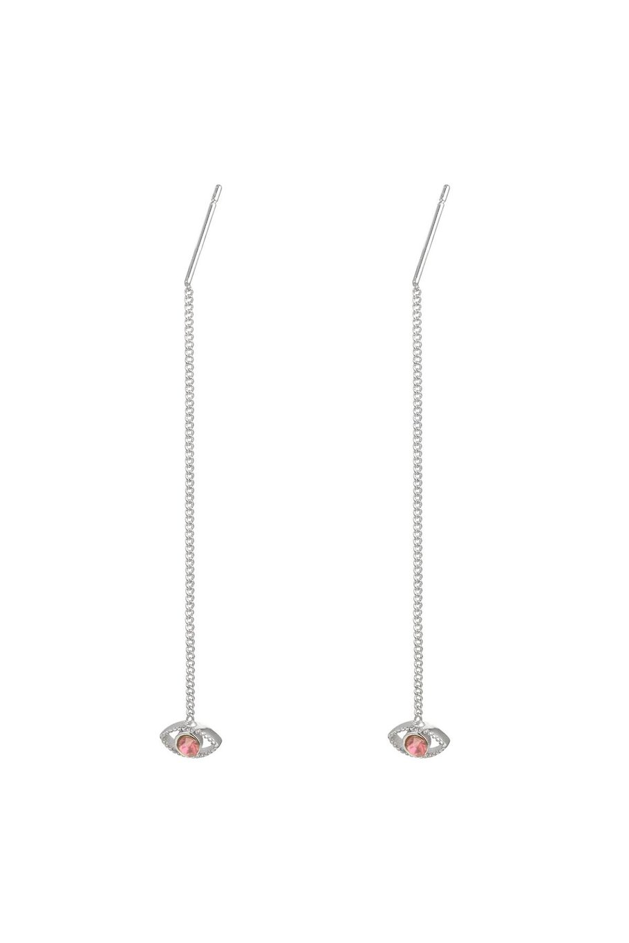 Earrings Chained Eye Silver Color Copper 